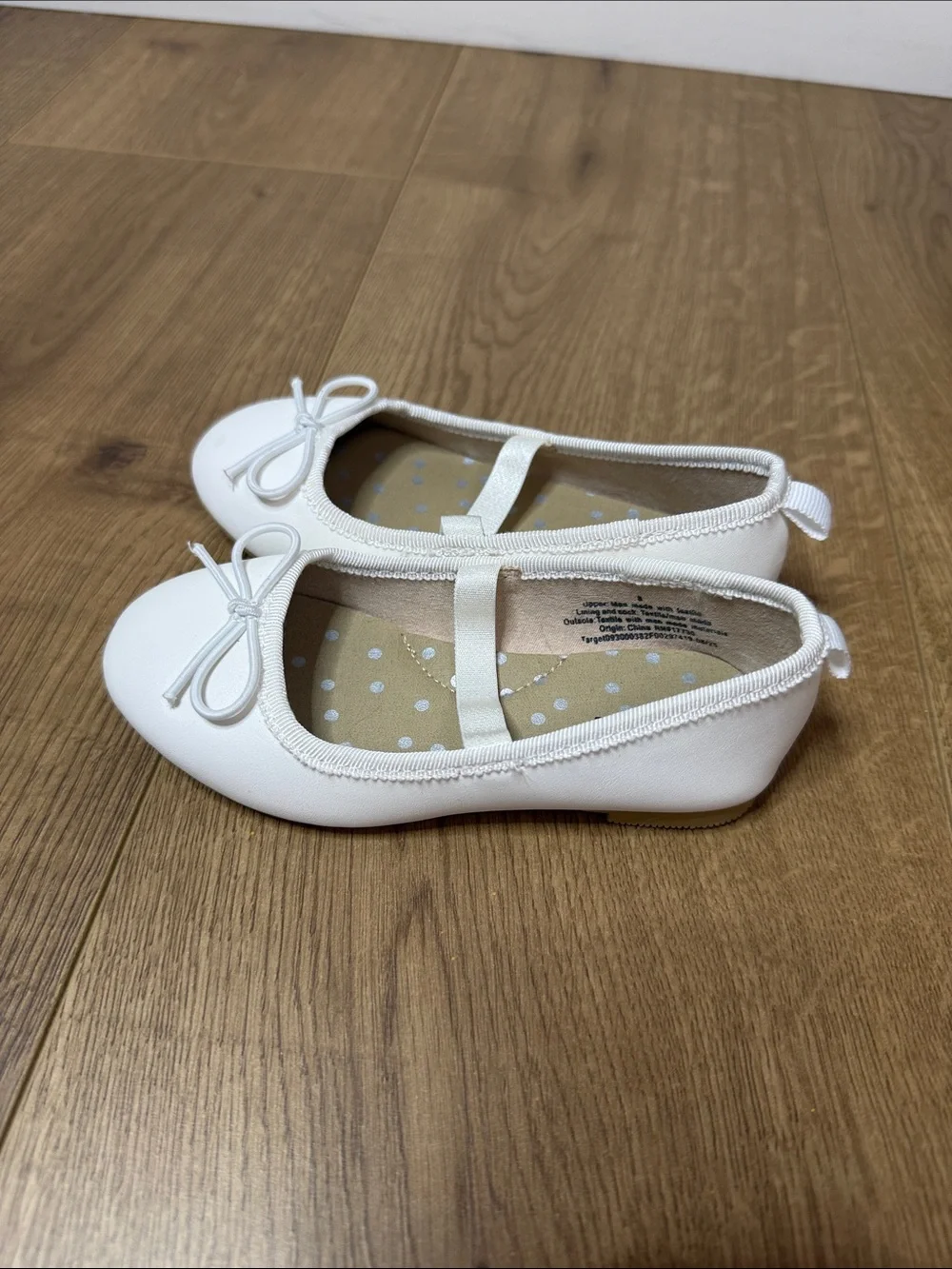 Cat & Jack White Girls Dress Ballet Flats with Bow Strap